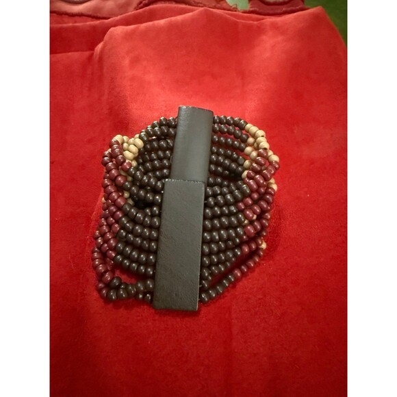 Chunky Wood Bead Stretch Bracelet Earthy Boho Wood Nymph Quirky Lightweight - Picture 1 of 8